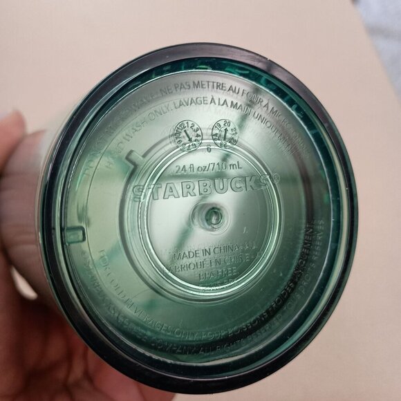 NWT Starbucks 24oz Green Cold Cup Tumbler Acrylic Reusable Drinkware New - Picture 7 of 8